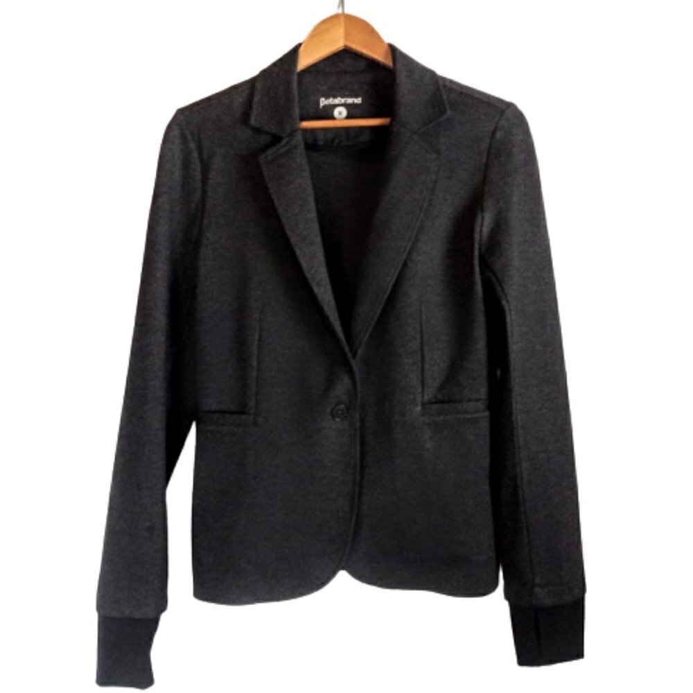 Betabrand Grey Active Ponte Knit Stretch Blazer